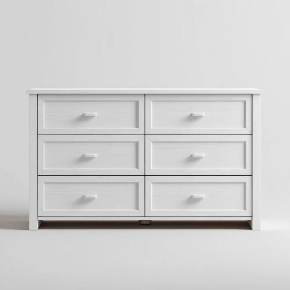 Biała komoda z 6 szufladami z płyty MDF 120 × 40 × 80 cm