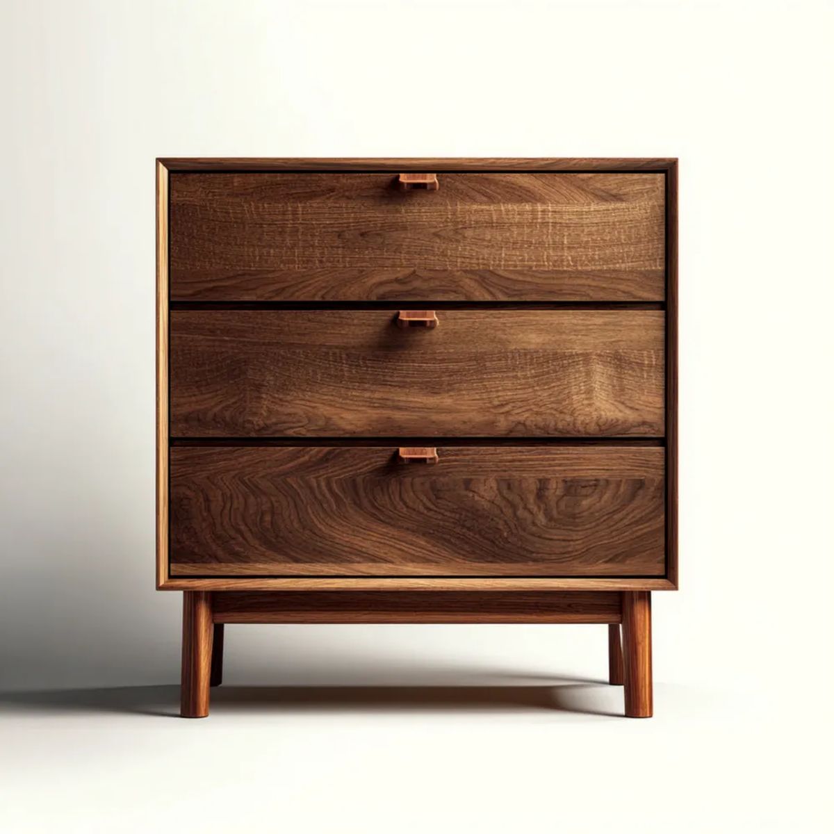Brązowa komoda z 3 szufladami z płyty MDF z fornirem orzechowym, 80 x 40 x 100 cm