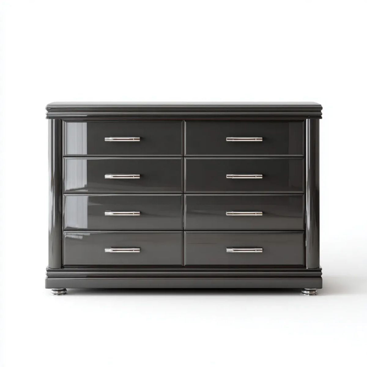 Czarna komoda z MDF z 8 szufladami, 160 x 45 x 95 cm