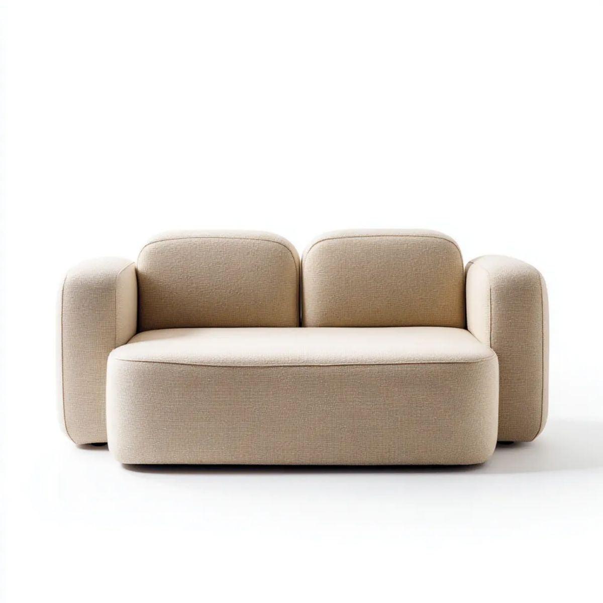 Beżowa sofa dwuosobowa z tapicerką poliestrową, 180 x 90 x 75 cm