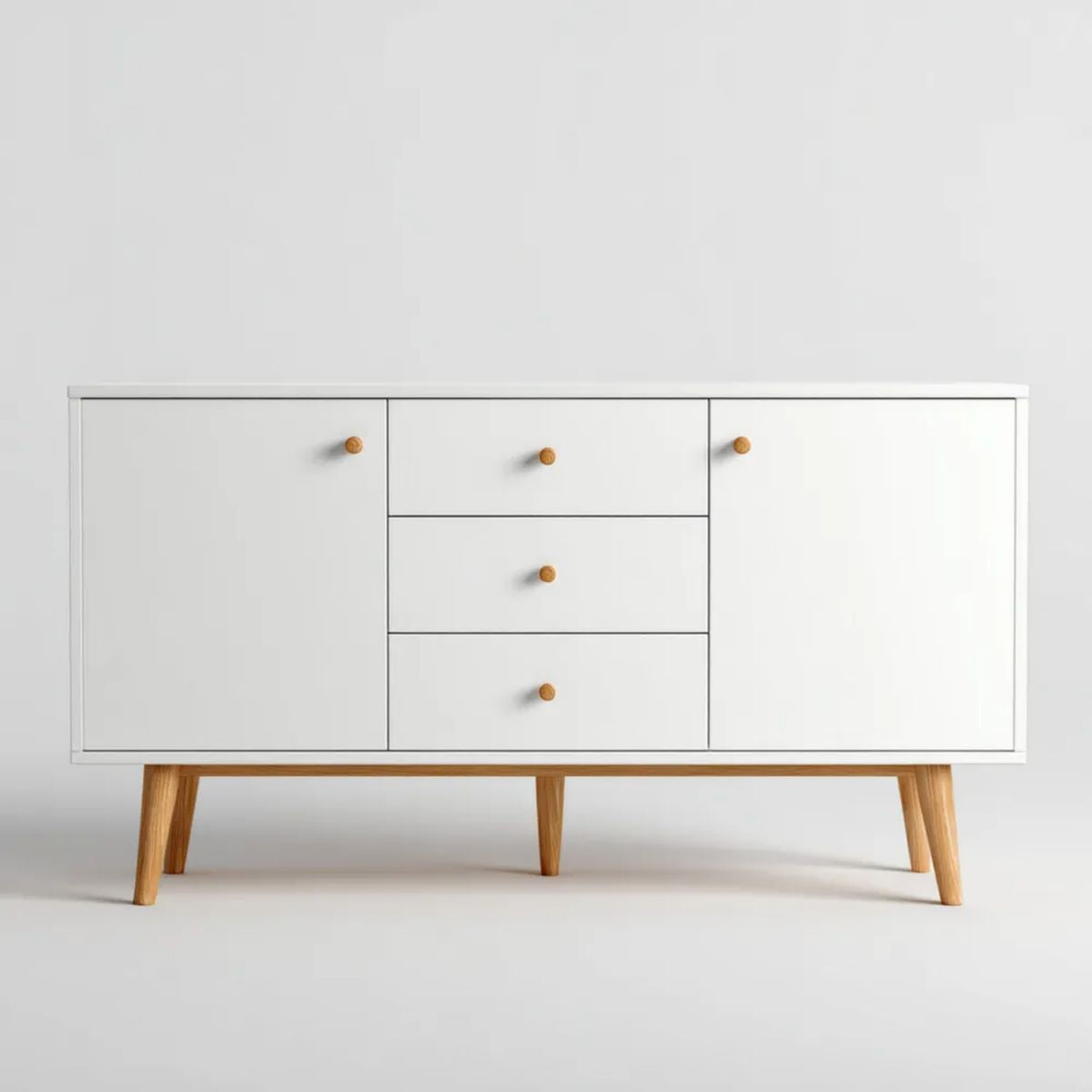 Biała komoda z MDF i drewna sosnowego 160 x 40 x 85 cm