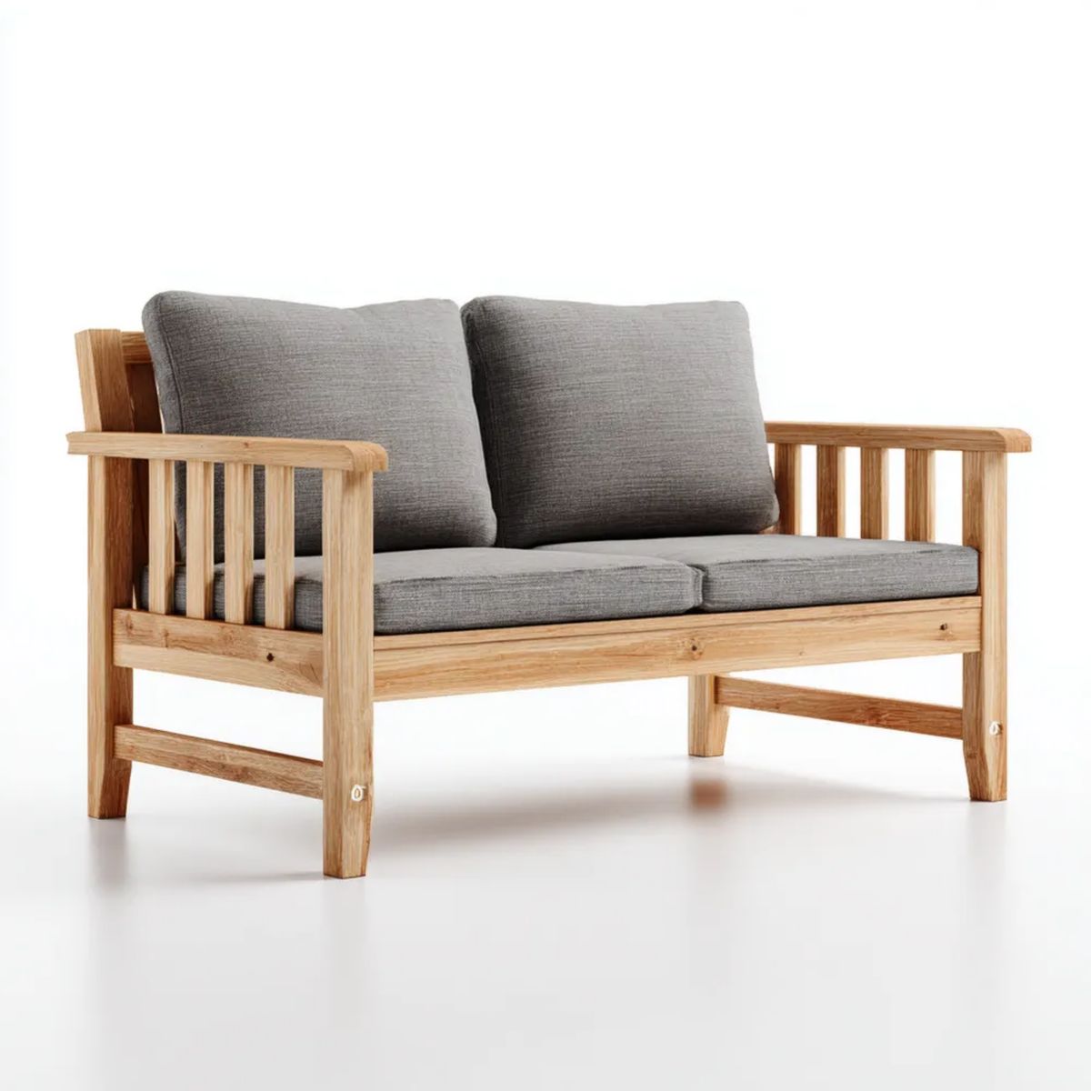 Dwuosobowa sofa ogrodowa z litego drewna, szara, 120 × 65 × 80 cm