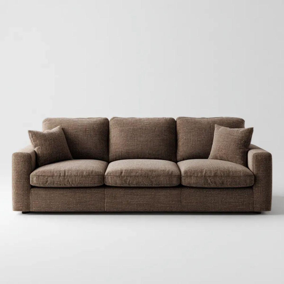 Trzyosobowa sofa brązowa z tapicerką poliestrową 220 x 95 x 88 cm