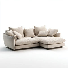 Beżowa sofa narożna prawostronna z poliestru w kształcie L, 290 × 170 × 85 cm