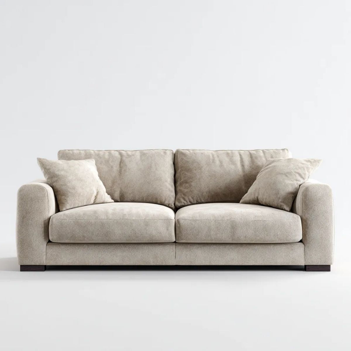Beżowa sofa dwuosobowa z tapicerką poliestrową 180 × 90 × 85 cm