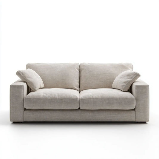 Sofa dwuosobowa beżowa z tapicerką poliestrową, 180 × 90 × 85 cm