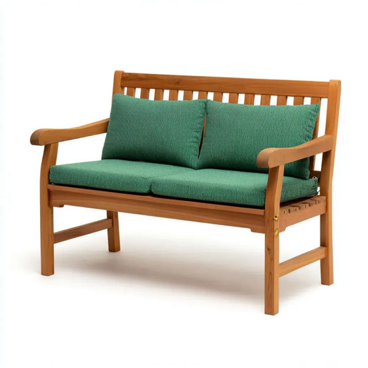 Dwuosobowa sofa ogrodowa z litego drewna akacjowego, brązowo-zielona, 120 x 65 x 80 cm