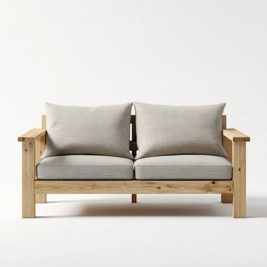 Dwuosobowa sofa ogrodowa beżowa z litego drewna sosnowego 140 × 75 × 78 cm