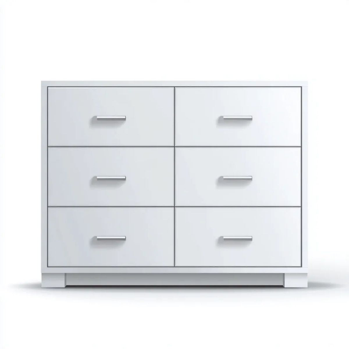 Biała komoda z 6 szufladami z płyty wiórowej laminowanej 120 x 40 x 80 cm