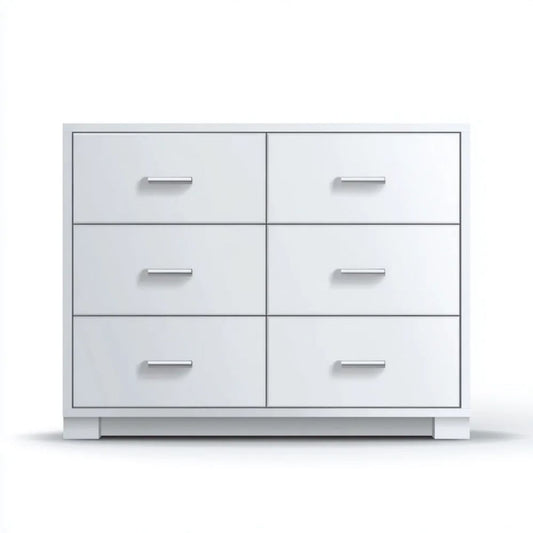 Biała komoda z 6 szufladami z płyty wiórowej laminowanej 120 x 40 x 80 cm