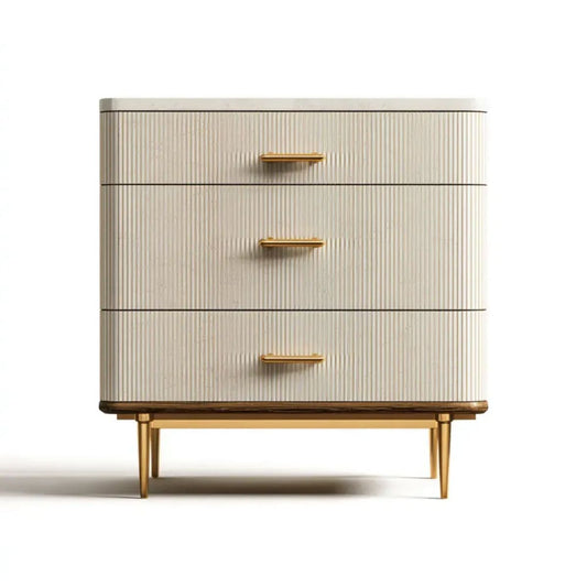 Kremowa komoda z MDF 80 × 40 × 90 cm, 3 szuflady, złote detale