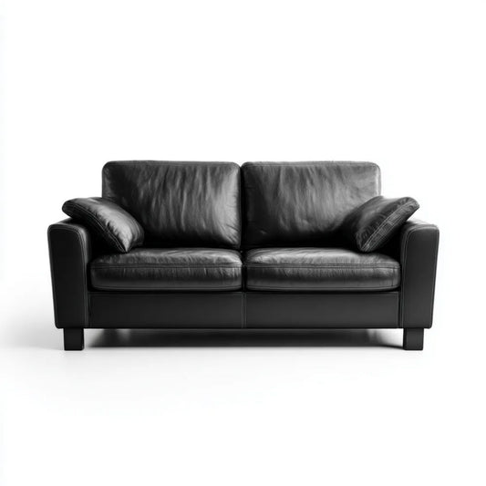 Czarna sofa dwuosobowa ze skóry syntetycznej 170 x 90 x 85 cm