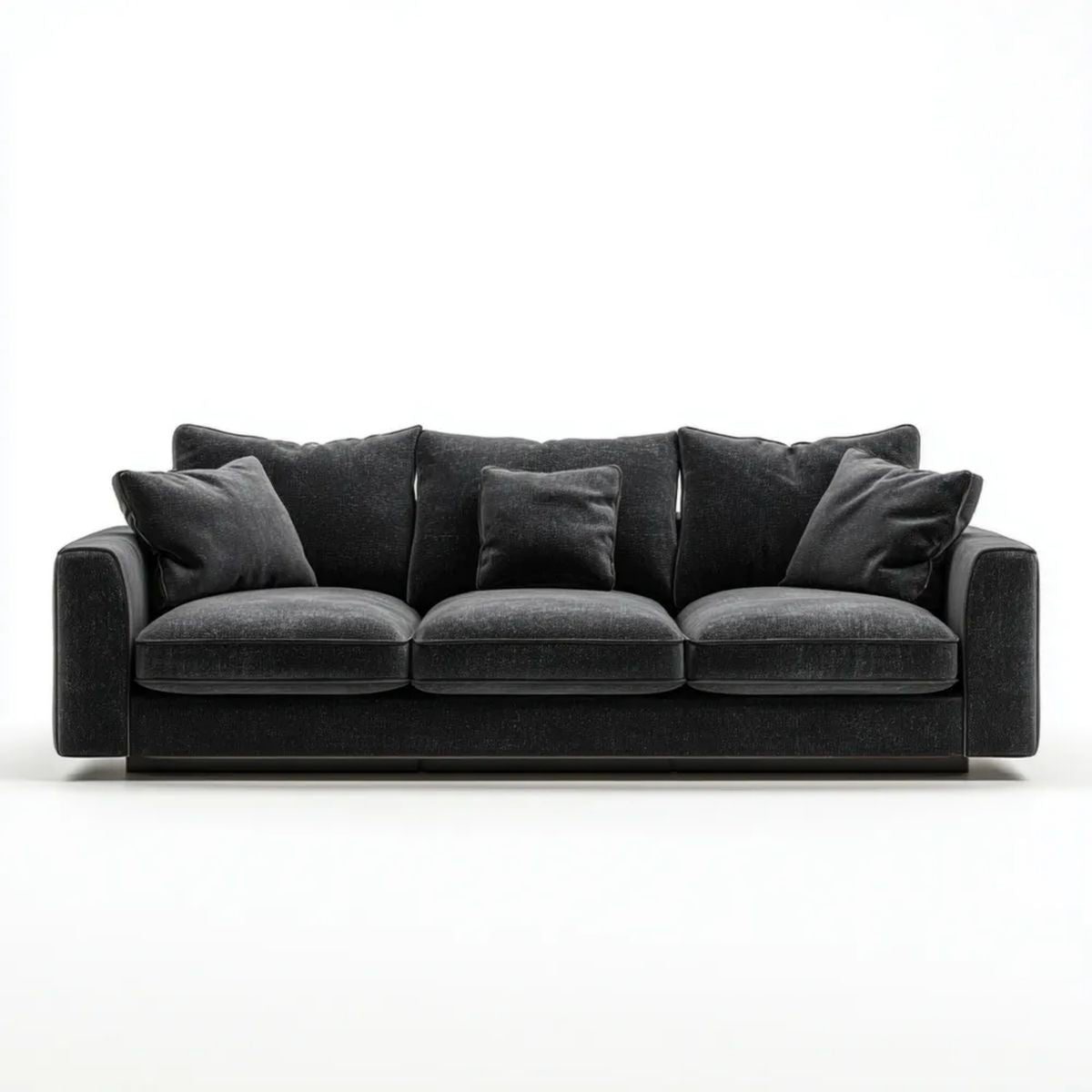 Trzyosobowa sofa z aksamitu czarna, 230 × 95 × 85 cm