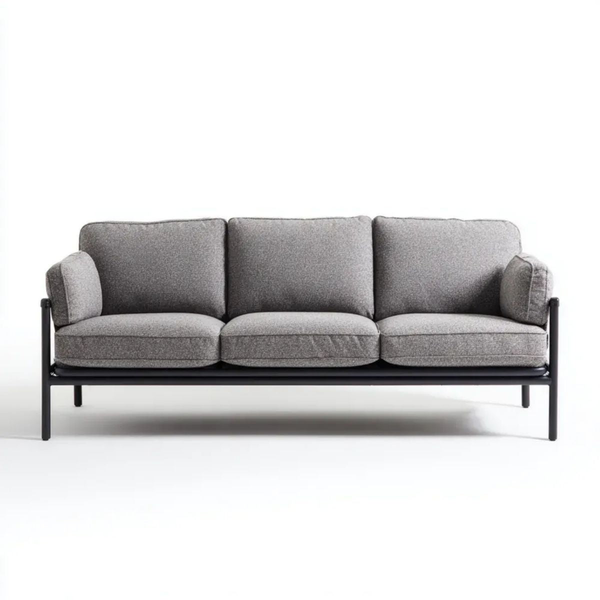 Sofa trzyosobowa szara z tapicerką poliestrową i stalową ramą 200 x 80 x 82 cm