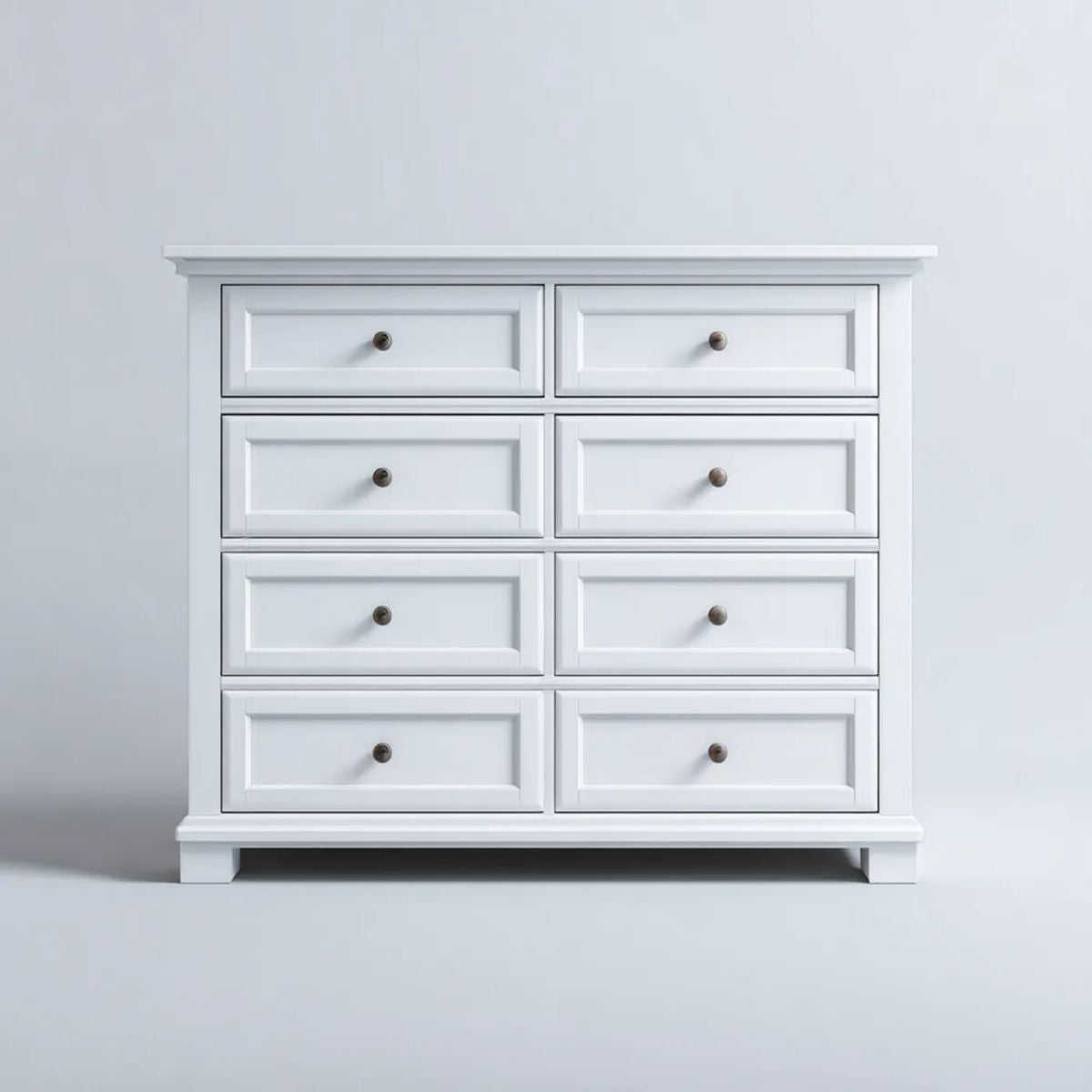 Biała komoda z płyty MDF z 8 szufladami, 120 x 45 x 100 cm