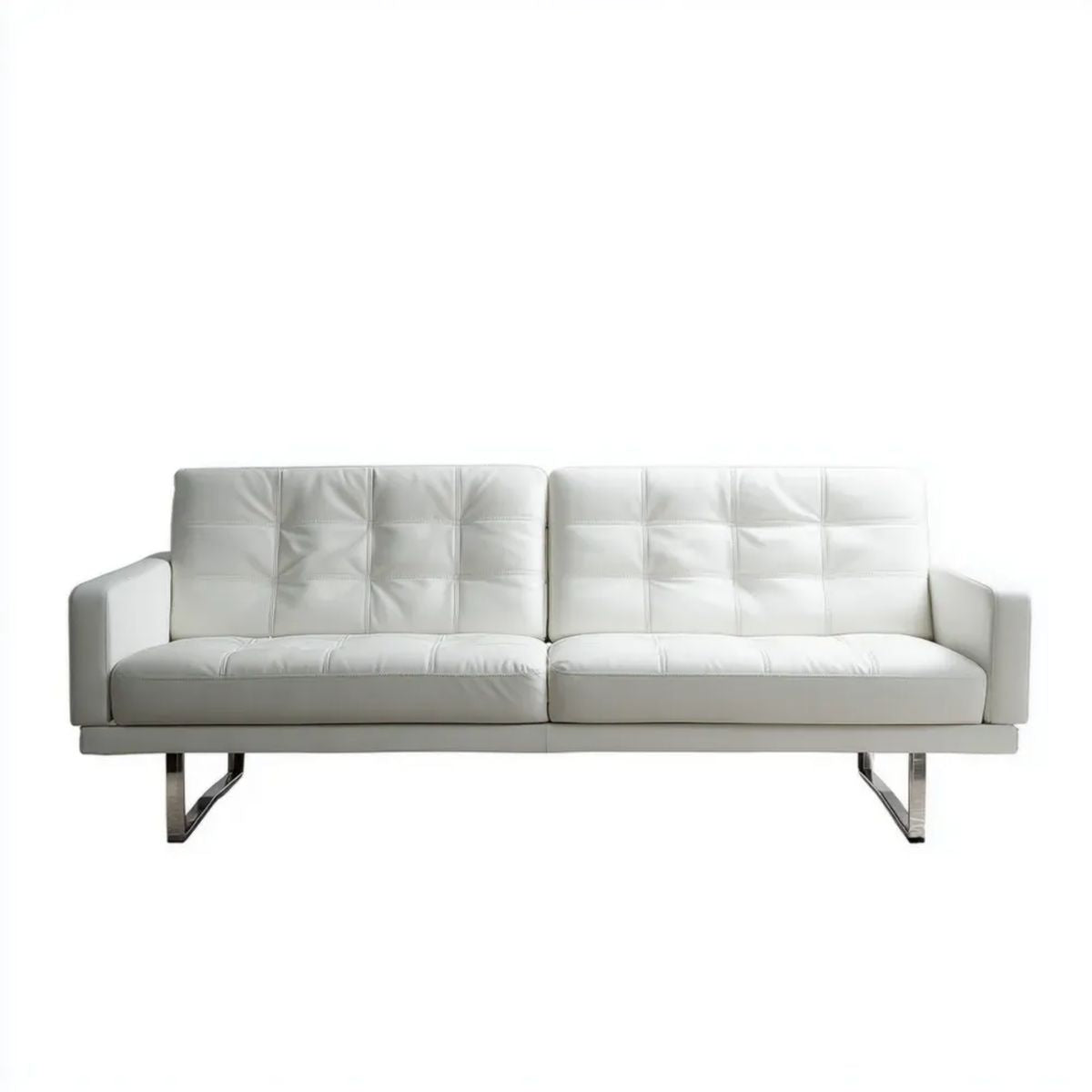 Trzyosobowa sofa ze skóry syntetycznej, biała, 210 x 85 x 85 cm