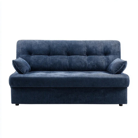 Dwuosobowa sofa granatowa ze sztruksu poliestrowego 150 x 90 x 85 cm