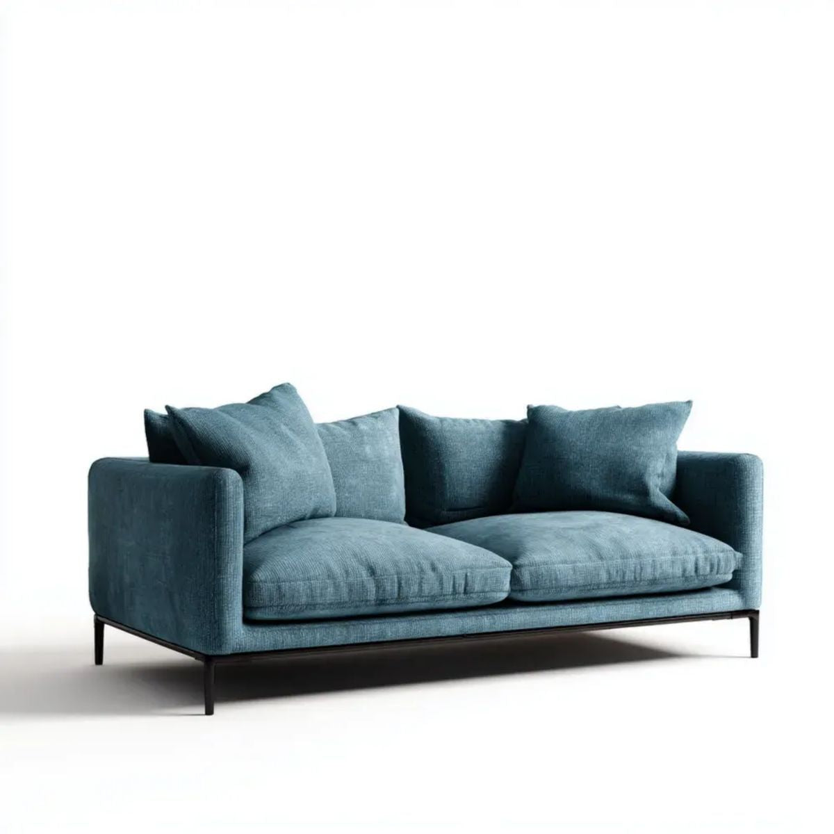 Dwuosobowa sofa niebieska z tapicerką poliestrową, 180 × 88 × 82 cm