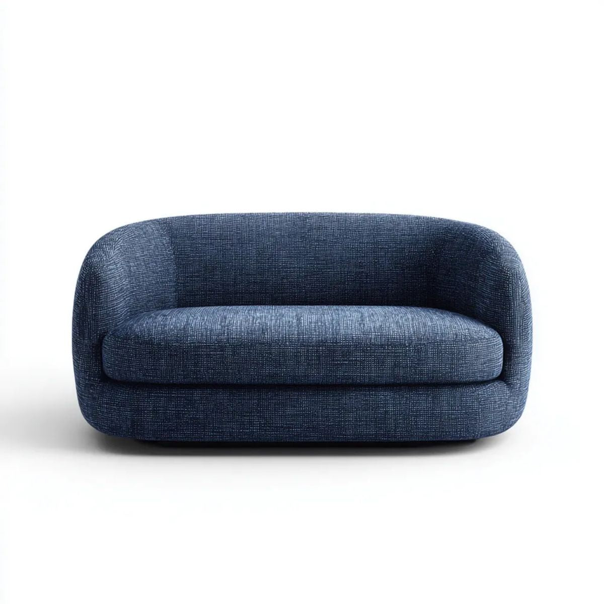 Granatowa owalna sofa dwuosobowa z tapicerką poliestrową, 180 × 90 × 72 cm