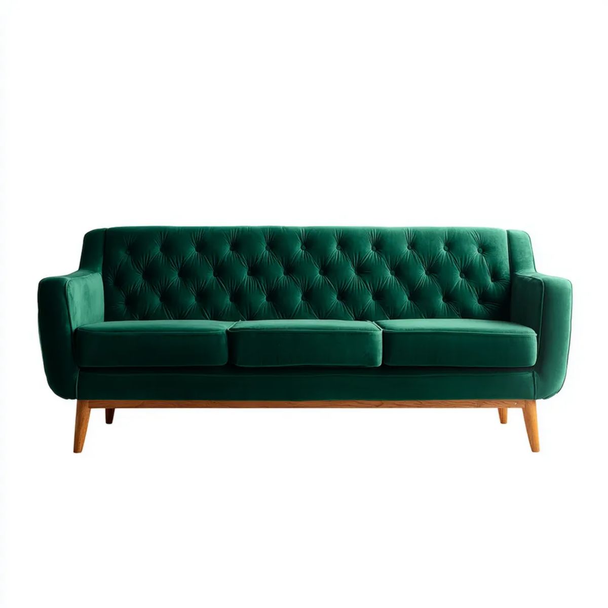 3-osobowa sofa z weluru poliestrowego, ciemnozielona, 210 x 85 x 85 cm