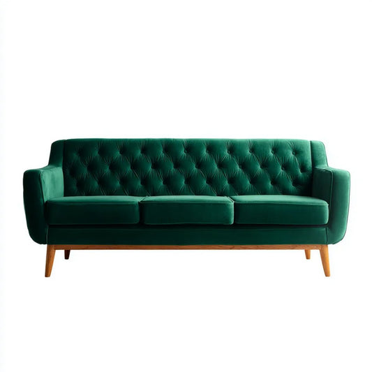 3-osobowa sofa z weluru poliestrowego, ciemnozielona, 210 x 85 x 85 cm