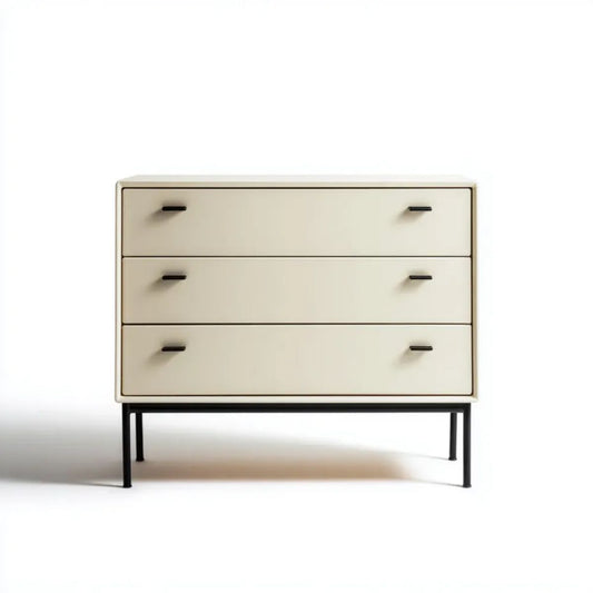 Kremowa komoda z 3 szufladami z MDF i stali, 100 x 40 x 90 cm