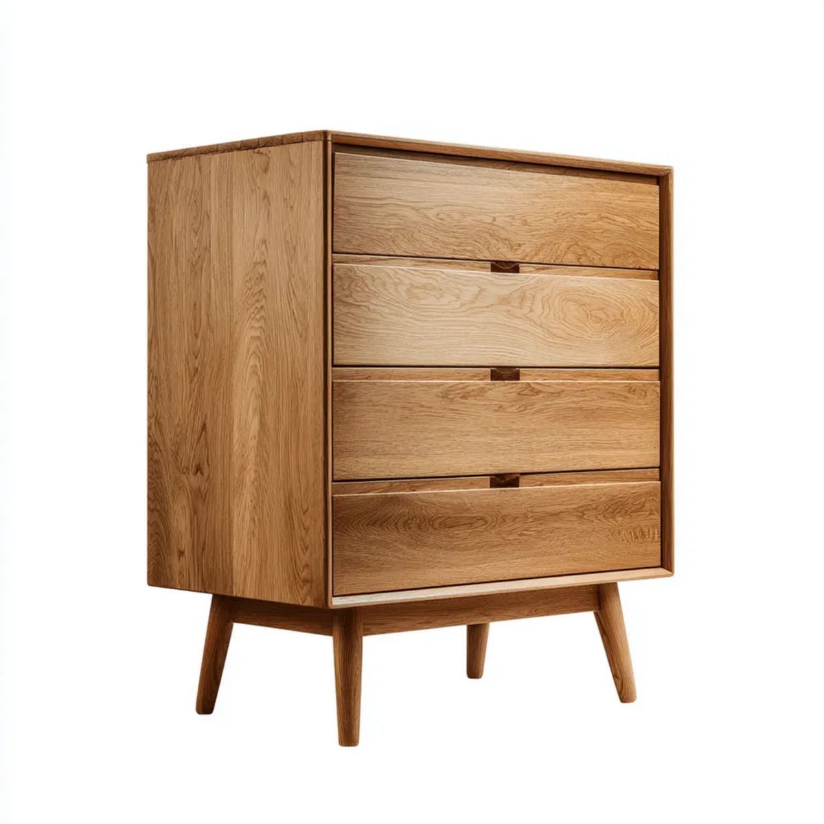 Komoda drewniana z 4 szufladami, dąb naturalny, 80 × 40 × 110 cm