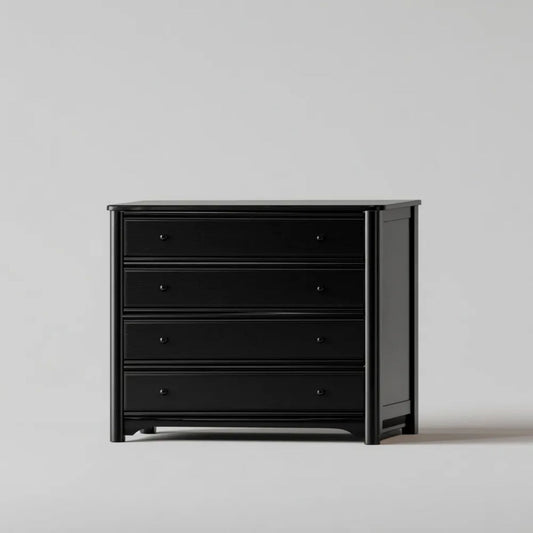 Czarna komoda do wnętrz z płyty MDF i drewna sosnowego, 100 x 45 x 95 cm, 4 szuflady