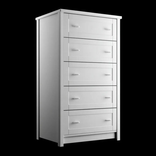 Biała komoda z płyty MDF 80 × 40 × 120 cm, 5 szuflad