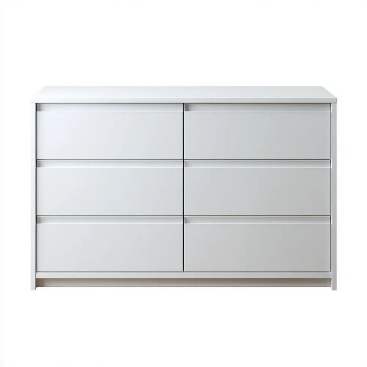 Biała komoda z 6 szufladami z płyty wiórowej laminowanej 120 x 40 x 80 cm