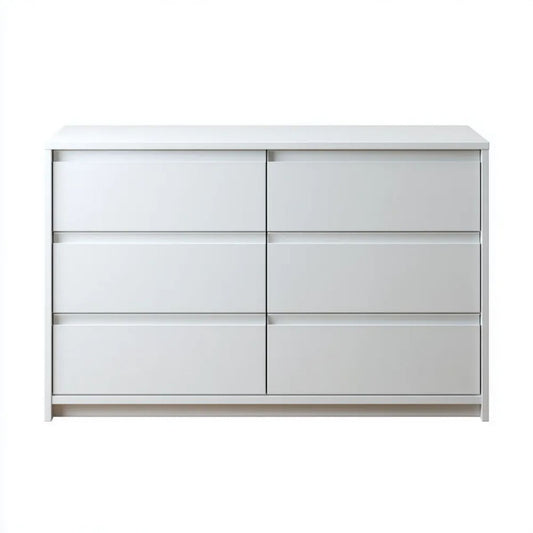 Biała komoda z 6 szufladami z płyty wiórowej laminowanej 120 x 40 x 80 cm
