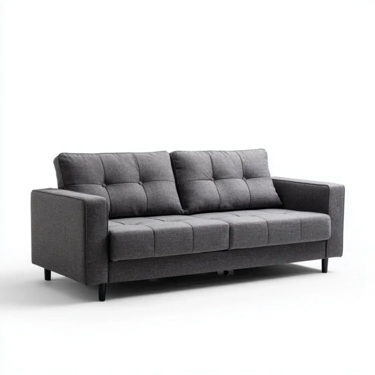 Grafitowa sofa trzyosobowa z tapicerką poliestrową 210 × 88 × 86 cm