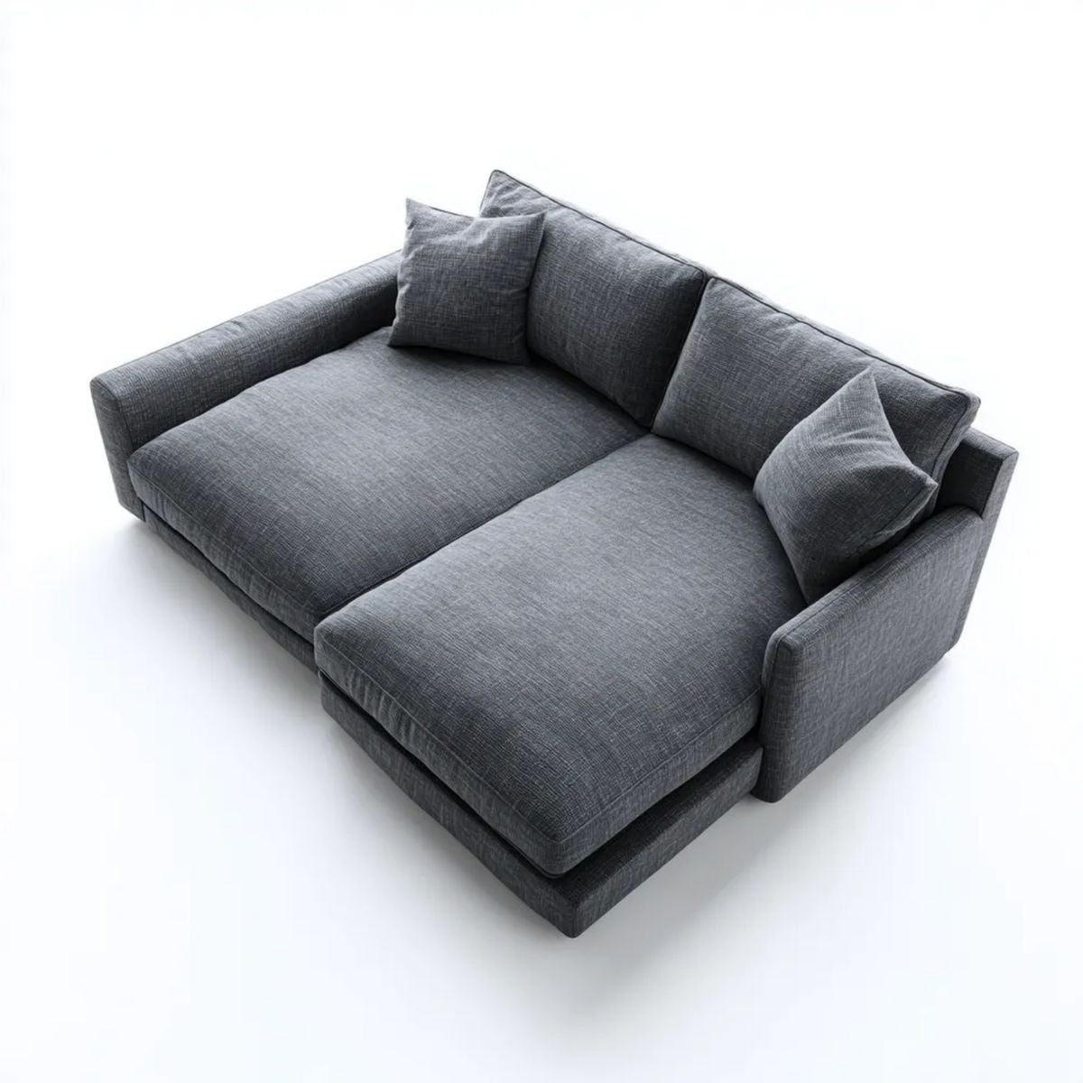 Sofa 2-osobowa z tapicerką poliestrową, ciemnoszara, 220 × 160 × 85 cm