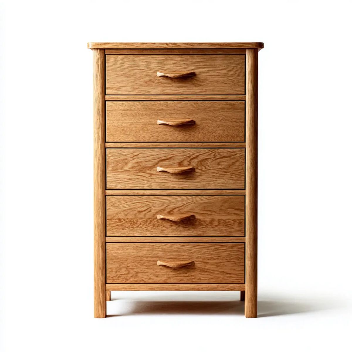 Dębowa komoda drewniana z 5 szufladami 60 × 40 × 120 cm, naturalny dąb