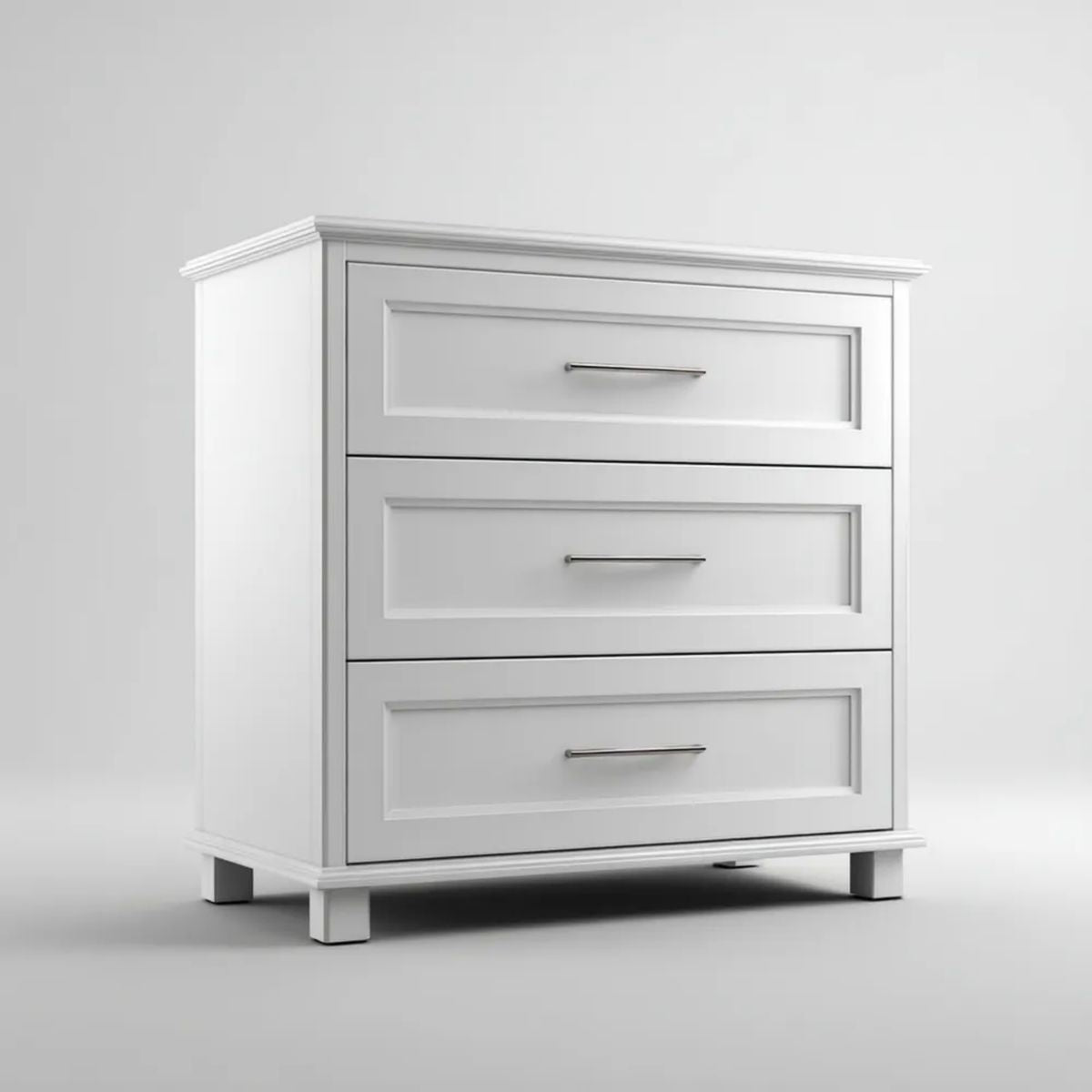 Biała komoda z płyty MDF z 3 szufladami, 90 x 45 x 90 cm