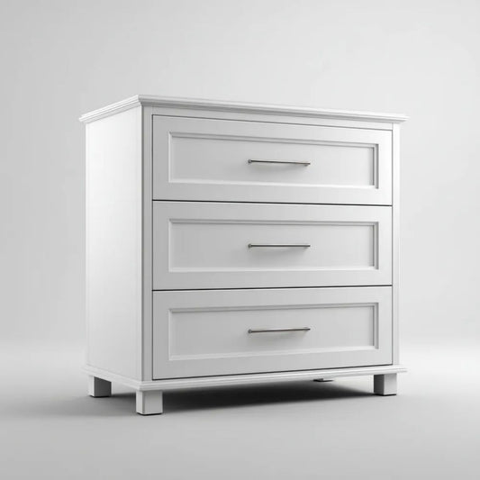 Biała komoda z płyty MDF z 3 szufladami, 90 x 45 x 90 cm